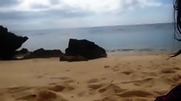 Horny korean milf sucking cock on the beach