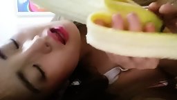 Chinese Singapore Teen Vesper Lynd Banana Sweet Blowjob 3