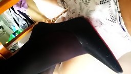 Chinese Femdom  Black Stockings Mistress Footjob  Cock Trampling